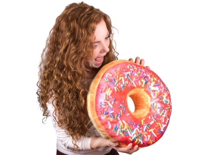 Donut pillows Pink glaze, colorful sprinkles