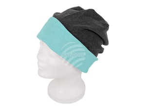 Long Beanie Slouch Wende Design anthrazit/mint