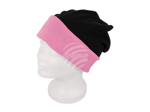 Long Beanie Slouch Turn Design black/pink