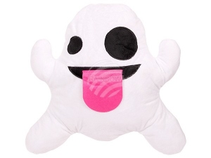 Ghost Emoticon Emoji-Con pillow tongue out white