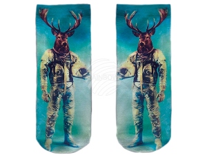 Calcetines con motivos astronauta de ciervo blanco azul