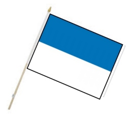 Fahne an Holzstab Blau Weiss