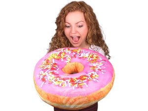 Donut pillows Pink glaze, colorful sprinkles
