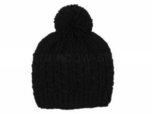 Knitted Hat with bobble Model 33 black
