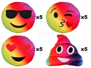 Almohada Rainbow Emoticon Emoji-Con, Set 5x4 piezas