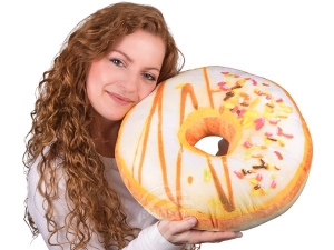 Donut pillows White glaze, colorful sprinkles