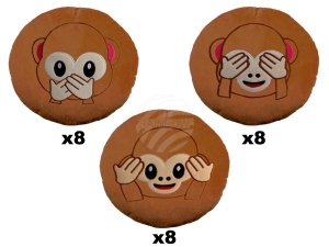 Pillow Emoticon Emoji-Con Monkeys, Set each Motif 8 pieces