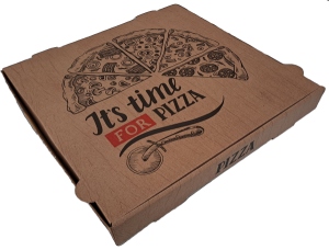 Caja para pizza kraft 28x28x4 cm Tiempo de pizza