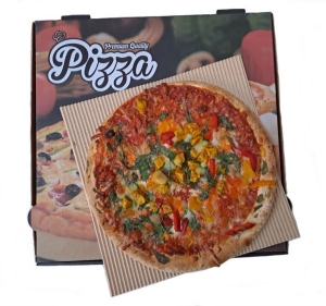 Wklad do podstawy pizzy Pad z tektury falistej kraft 27x27cm