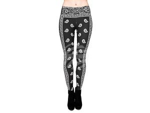 Damen Motiv Leggings Design Paisley Farbe schwarz