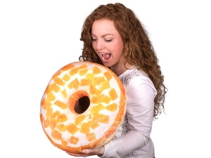 Donut pillows White glaze with pieces of orange