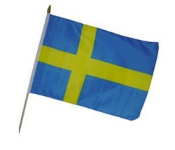 Flag at wood staff Sweden