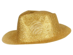 Trilby hat glittering gold