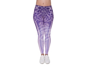 Ladies motive Leggings Design Paisley color purple