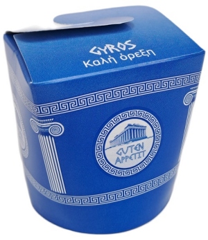 Gyros caja para papas fritas comida griega 450ml redondo azul 50