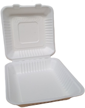 Bio menu box made of bagasse with hinged lid 400 pieces