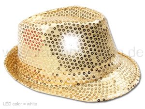 Trilby hat LED with sequins gold