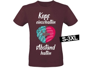 Motif T-shirt burgundy model Shirt-004a