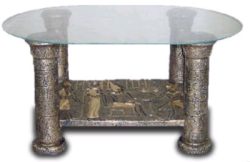 Glass table Egyptian bronze 42 cm