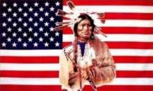 Fahne USA mit Indianer