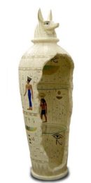 Egipski amphora vitrine bialy