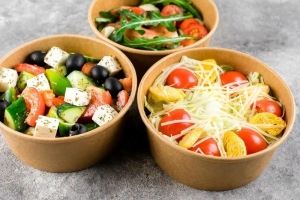 Salad and snack bowl to go made of cardboard 1000ml 300 pieces