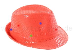 Trilby hat LED with sequins melon salmon