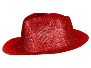 Trilby hat glittering red