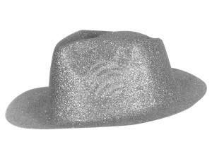 Trilby hat glittering silver