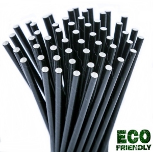 Paper cocktail drinking straws black 200x6 mm 1000 pieces