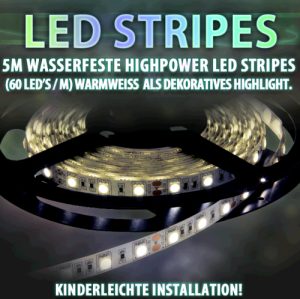 LED Stripes 5400 lm 60 LEDs 5m High Power warmwei wasserfest