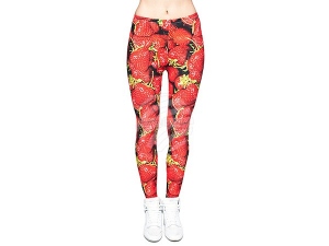 Damen Motiv Leggings Design Erdbeeren Farbe schwarz