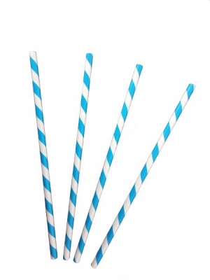 Paper drinking straws cocktail blue/white 200x6 mm 7000 pieces