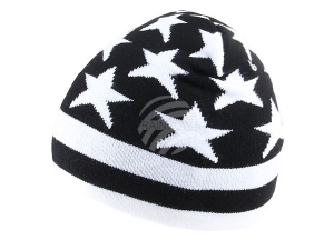 Long Beanie Slouch Design Knitted cap black/white