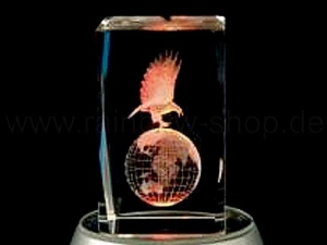 Crystal cuboid Eagle globe