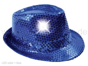 Trilby Hut LED mit Pailletten blau