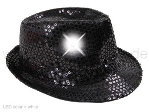 Trilby hat LED with sequins black