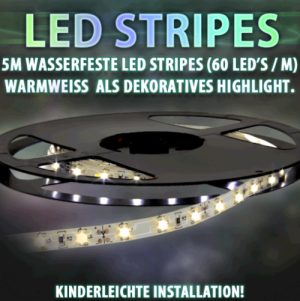 LED Stripes 1500 lm 60 LEDs 5m hot white waterproof