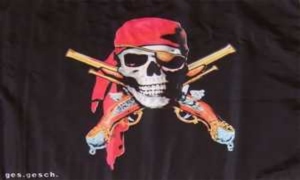 Fahne Pirat mit 2 Pistolen