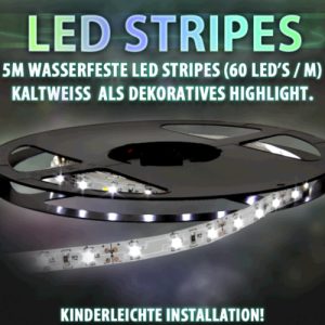 LED Stripes 1500 lm 60 LEDs 5m cold white waterproof