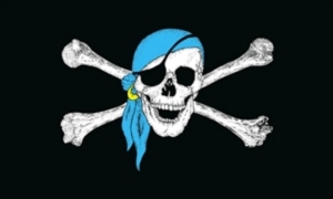 Fahne Pirat mit blauem Kopftuch