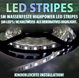 LED Stripes 5400 lm 60 LEDs 5m High Power cold white waterproof