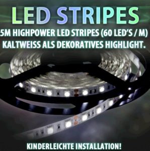 LED Stripes 5400 lm 60 LEDs 5m High Power zimny bialy