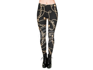 Damen Motiv Leggings Design Ketten Farbe schwarz