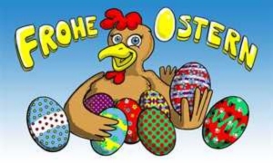 Fahne Frohe Ostern Henne