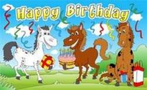 Fahne Happy Birthday Pferde