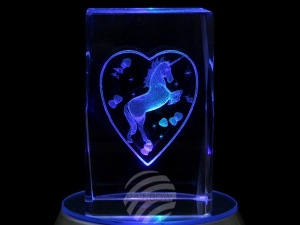 Crystal cuboid Unicorn in heart
