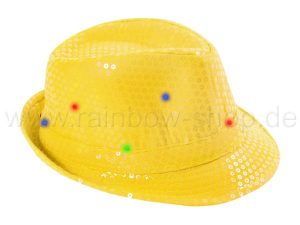 Trilby hat LED with sequins neon yellow