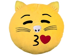 Cat Emoticon Pillows little kiss yellow