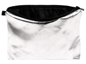 Cosmetic bag design leather optic smooth silver